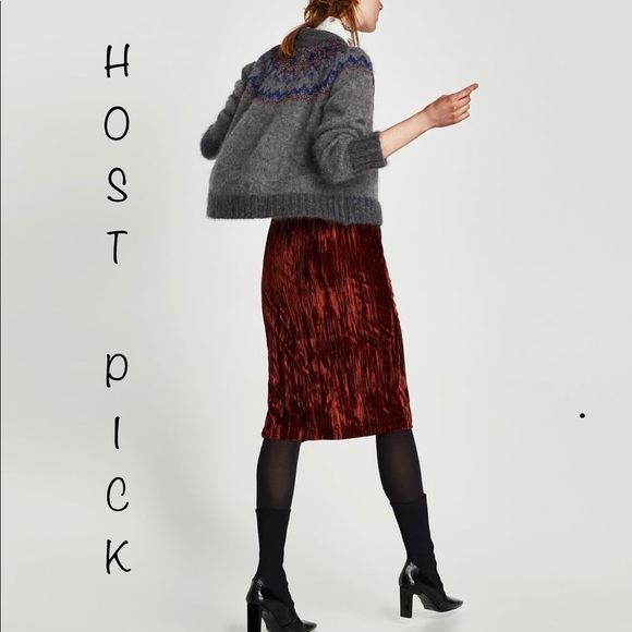 Zara Dresses & Skirts - Zara Velvet Skirt in maroon wine